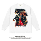 Nba Long Sleeve Shirt Autumn Winter Street Washed Distressed Long Sleeve T-shirt Men's and Women's Pure Cotton