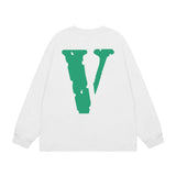 Vlone Sweatshirts Autumn and Winter Green Big V Letter Crew Neck