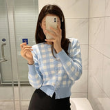 Ralph Lauren Knitted sweaters RL Ralph War Horse Embroidered Knitted Cardigan Crew Neck Checked Top