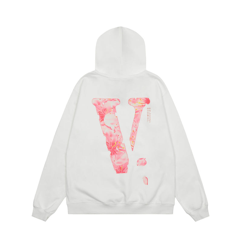 Vlone Hoodie Autumn and Winter Flowers Big V Letter Pullover Hooded