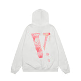 Vlone Hoodie Autumn and Winter Flowers Big V Letter Pullover Hooded