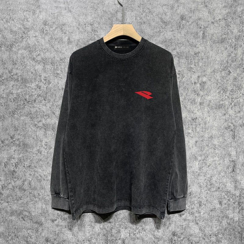 Purple Brand Distressed Long Sleeve Shirt Fashion Distressed Loose Long-sleeved Top