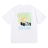 Rhude T Shirt Sunset Coconut Racing Printed Short Sleeve T-Shirt