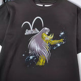 Mens Vintage T-Shirts Saint Michael Anime Short Sleeves Old Loose