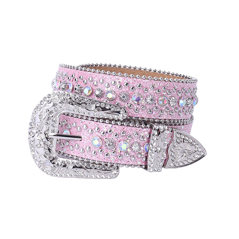 Hip-hop punk rhinestone belt artificial diamond