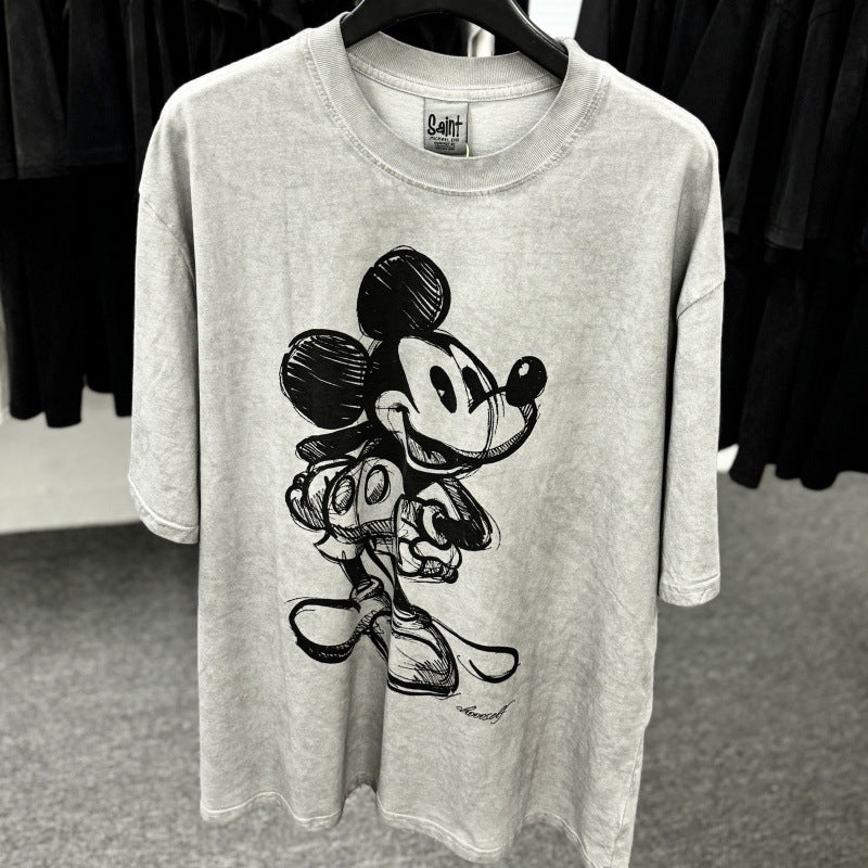 Men Vintage T-Shirts SAINT MICHAEL Mickey Mouse T-Shirts