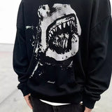Men Vintage T-Shirts vintage old shark print casual hooded sweater