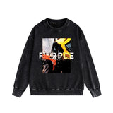 Purple Brand Distressed Sweatshirt Retro Vintage Crew Neck Sweater