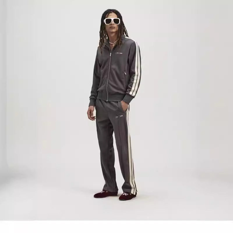 Palm Angels Sweatshirts Suit Striped Color Matching Sports Suit Loose Casual Suit