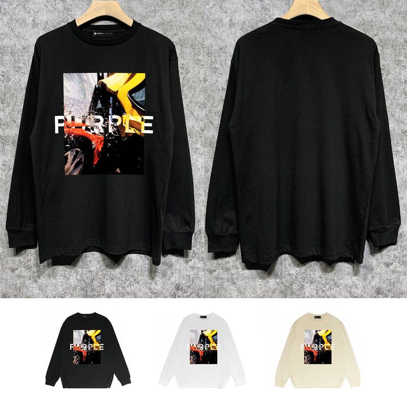 Purple Brand Long Sleeve T-Shirt Fashion Loose Long Sleeve Top