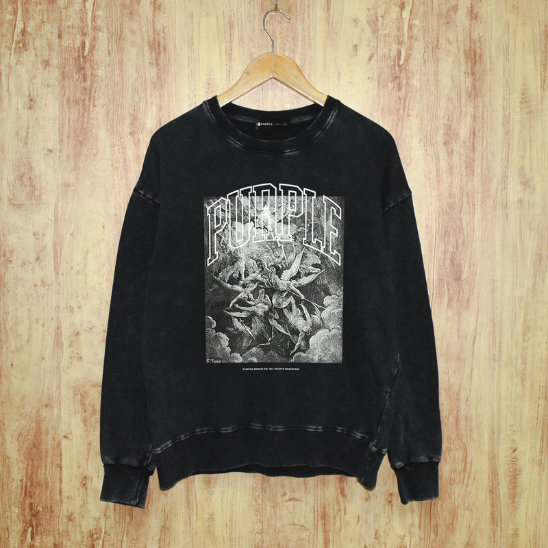 Purple Brand Distressed Sweatshirt Retro Vintage Crew Neck Sweater