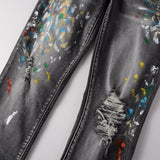 Amiri Jeans Graffiti Splash-Ink Hole Stretch Slim Fit #1303