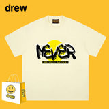 Drew T Shirts Smiley Face Short Sleeve Loose round Neck Short Sleeve