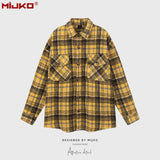 MIJKO Mens Jacket Plaid Multicolor Mainstream Fashion Jacket