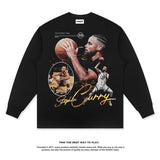 Nba Long Sleeved Shirt Autumn and Winter Curry Basketball Jersey Printed Long Sleeve T-shirt Washed Loose