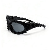 Trendy punk glasses asymmetrical dark cat eyes