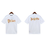 Palm Angels T Shirts Flame Letter Logo Short Sleeve T-Shirt