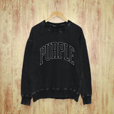 Purple Brand Distressed Sweatshirt Retro Vintage Crew Neck Sweater