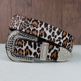 Hip-hop punk rhinestone belt python pattern
