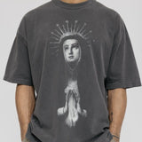 Men Vintage T-Shirts Saint Michael "Virgin Mary" Washed Distressed T-Shirts