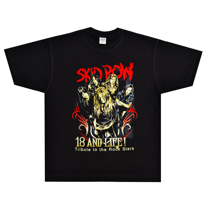 Rock Star T Shirt Skid Row 18 and Life T-shirt Poor Street Band Loose Vintage Short Sleeve
