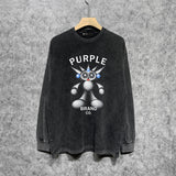 Purple Brand Distressed Long Sleeve Shirt Fashion Distressed Loose Long-sleeved Top