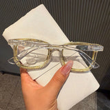 Trendy punk glasses diamond anti-blue light