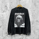 Purple Brand Distressed Long Sleeve Shirt Fashion Distressed Loose Long-sleeved Top