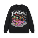 Vintage Hoodie American Street Print Autumn/Winter Hooded Crew Neck Sweater