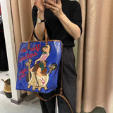 Chh Chrome Heart Leather Bag Embroidered Cartoon Tote Bag