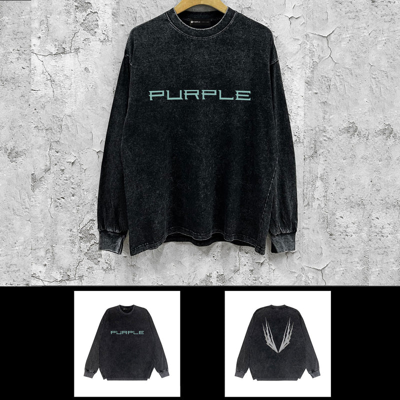Purple Brand Distressed Long Sleeve Shirt Fashion Distressed Loose Long-sleeved Top