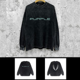 Purple Brand Distressed Long Sleeve Shirt Fashion Distressed Loose Long-sleeved Top