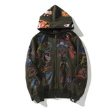 Bathing Ape Hoodie 15th Anniversary Hooded Sweater Men's Autumn and Winter Fleece Cardigan Zipper Shark Head Jacket