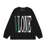 Vlone Sweatshirts Autumn and Winter Green Big V Letter Crew Neck