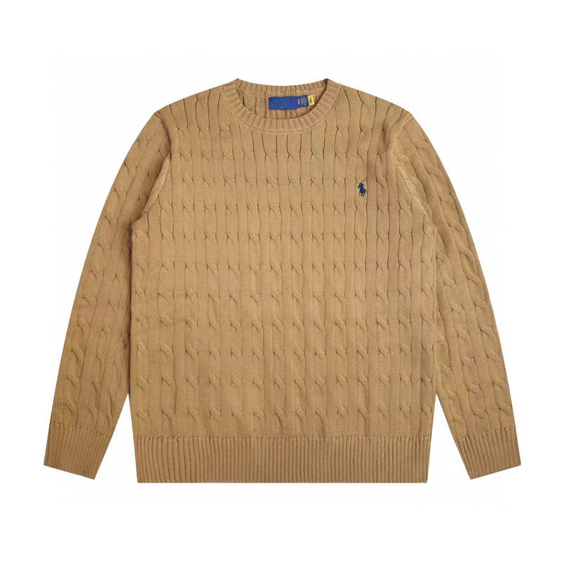 Ralph Lauren Knitted sweaters RL pony logo embroidered twist crew neck long-sleeved knitted sweater
