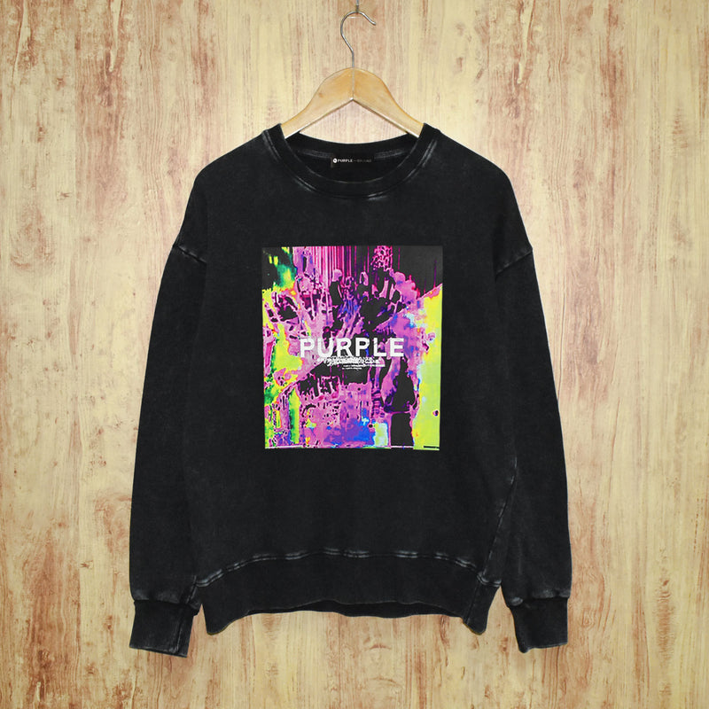Purple Brand Distressed Sweatshirt Retro Vintage Crew Neck Sweater