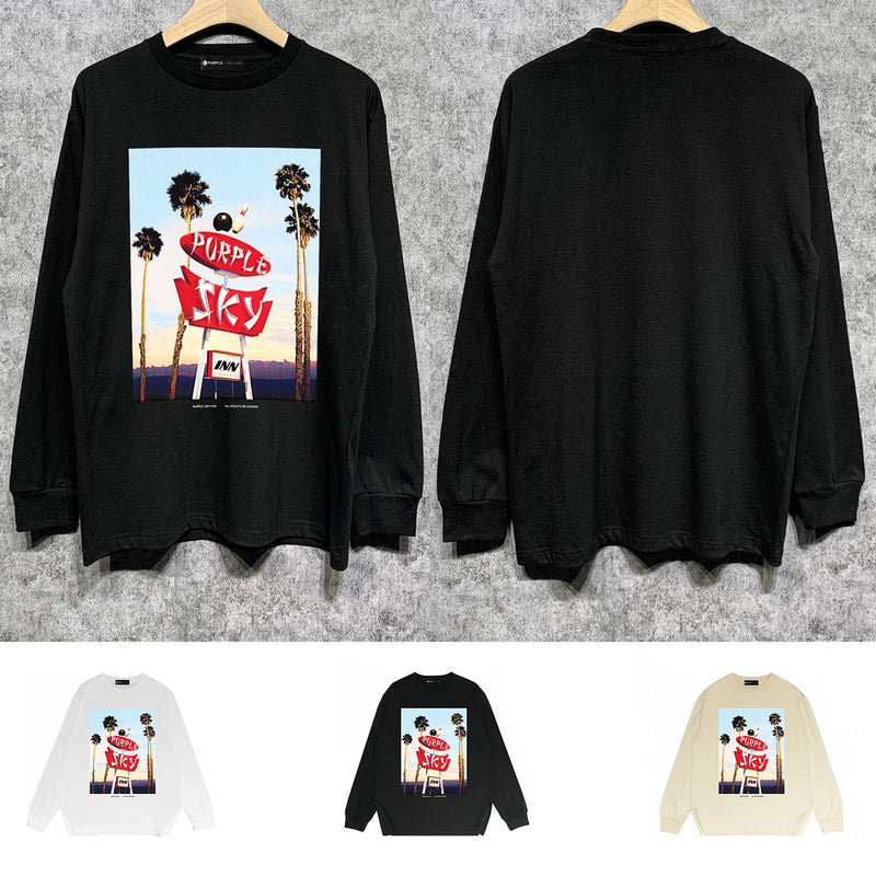 Purple Brand Long Sleeve T-Shirt Fashion Loose Long Sleeve Top