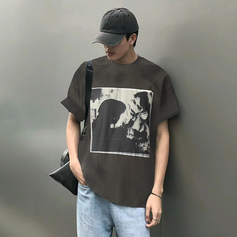 ERD T Shirts Retro round Neck Short Sleeves Summer Loose