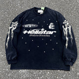 Hellstar Hoodie Old Meteor Flame Portrait Printing Loose