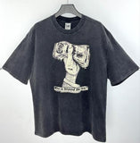 Men Vintage T-Shirts Saint "Who Beyond the Law" Washed Distressed T-Shirts