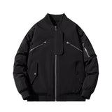 Mens Vintage Jackets Baseball Suit Solid Color Padded Jacket Flight Suit
