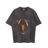 Mens Vintage T-Shirts vintage Washed Old Short Sleeves Loose Crew Neck