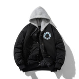 Men Vintage Jackets Stand-up Collar Embroidered Baseball Clothing Single-breasted Cotton Clothing