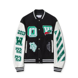 Off White Jacket Spring and Autumn OW Cartoon Bird Pattern Baseball Jacket Jacket
