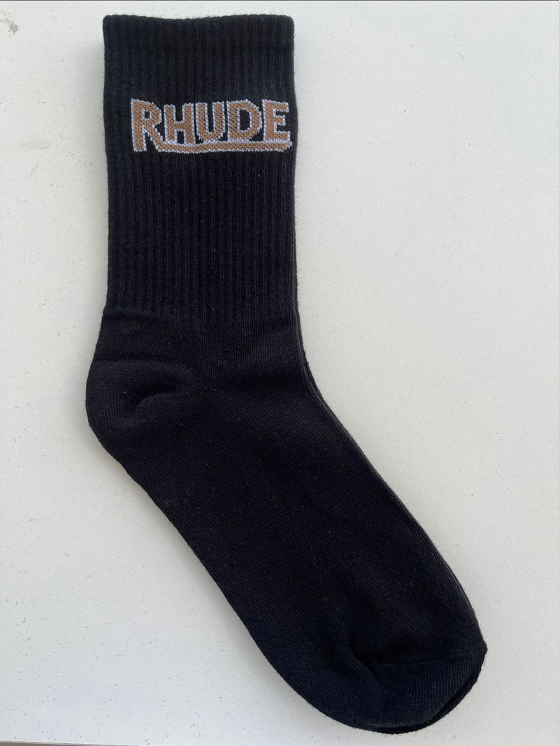 Rhude Socks Men's and Women's Casual Black and White Simplicity