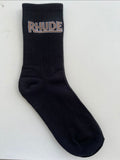 Rhude Socks Men's and Women's Casual Black and White Simplicity