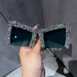 Trendy punk glasses cat eyes with diamonds