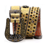 Hip-hop punk rhinestone belt rhinestone ghost head punk style