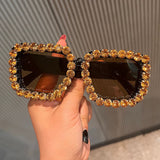 Trendy punk glasses with diamonds