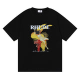 Rhude T Shirt Micro Label Alphabet Art Abstract Short Sleeve T-Shirt